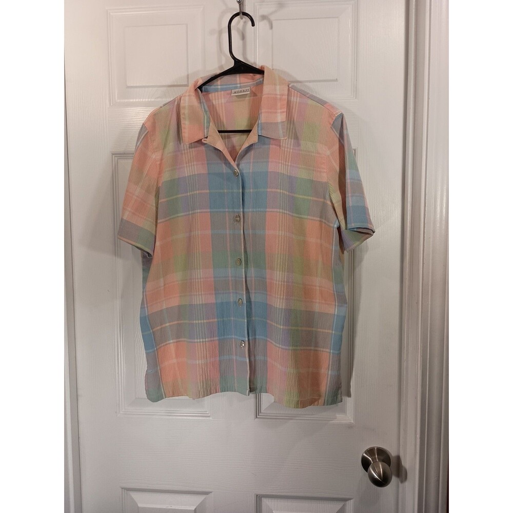 Koret Francisca Top Size Unknown M-L Multicolor Collar Buttondown Short...